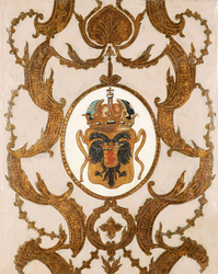 KGV-000141 Het goudleerbehang in de grote zaal, circa 1776